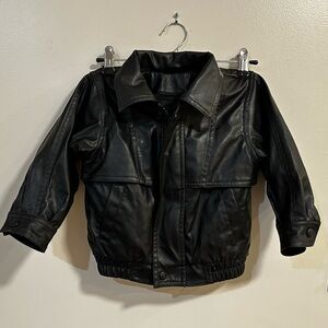 2T Black Faux Leather Jacket with Zip-Out Liner